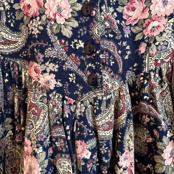 Vintage 80s Oops California 100% Cotton Floral Midi Dress - Picture 3 of 11